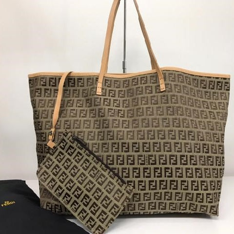 Vintage Zucchino Fendi Tote Canvas Bag with Pouch - Luxury Chique