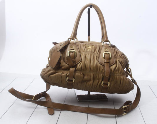 Prada 2Way Handbag Leather Brown - Luxury Chique