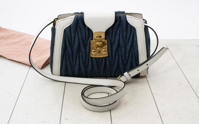 Miu Miu Materasse Bandolier Denim - Luxury Chique