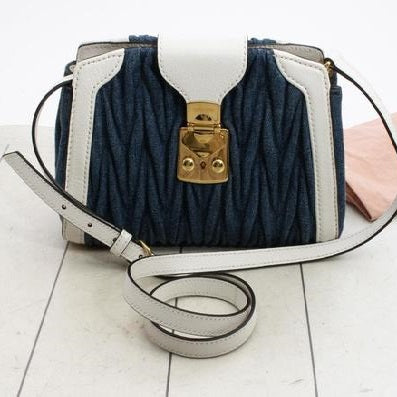 Miu Miu Materasse Bandolier Denim - Luxury Chique
